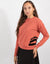 Coral Sweatshirt With Black Side Print