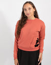 Coral Sweatshirt With Black Side Print
