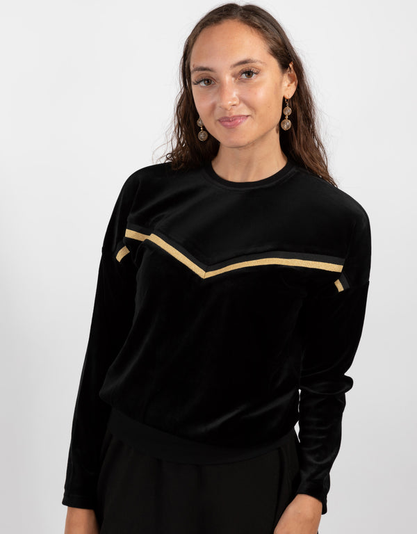 Velour Top With Gold Trim