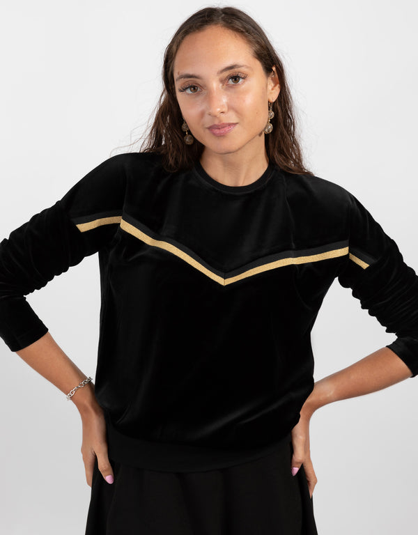 Velour Top With Gold Trim