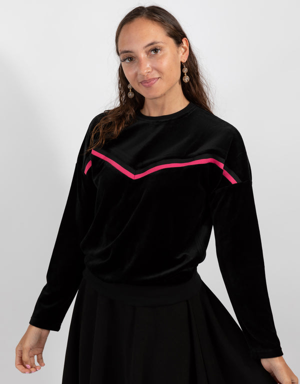 Velour Top With Pink Trim