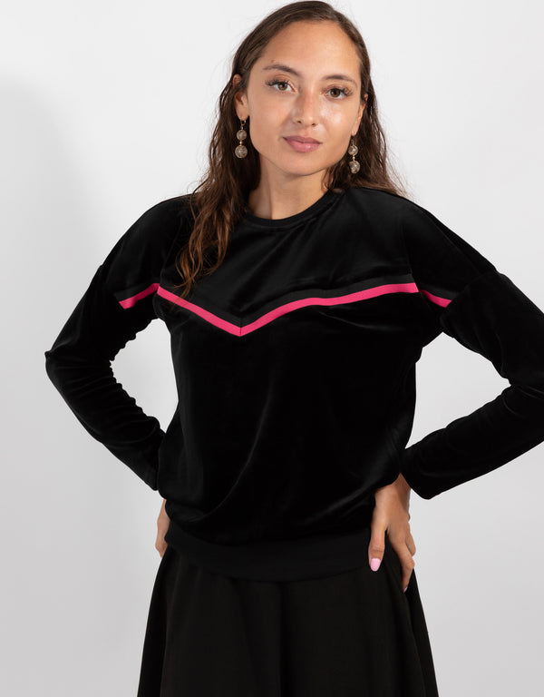 Velour Top With Pink Trim