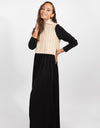 Maxi Dress With Beige Knit Vest