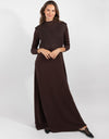 Brown Maxi Dress With Knit Vest