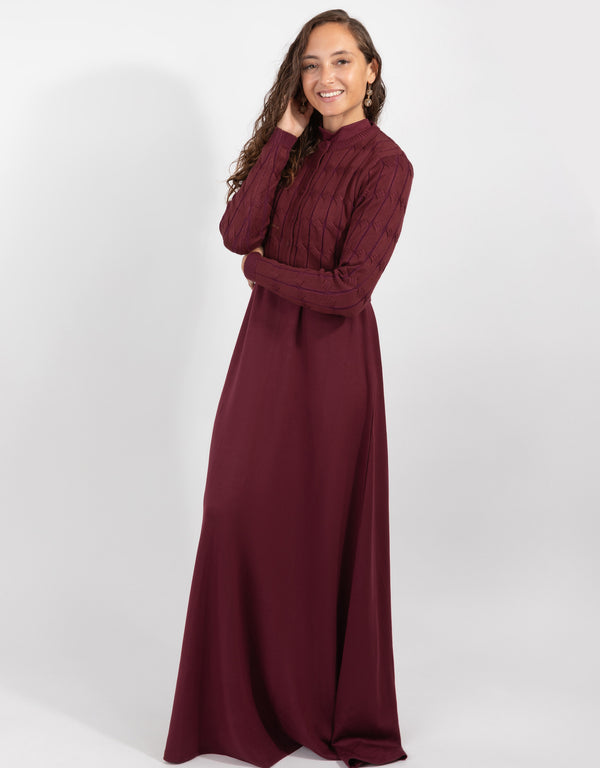 Burgundy Cable Knit Cardigan