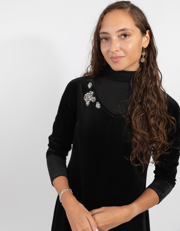 Black Velour Maxi Dress