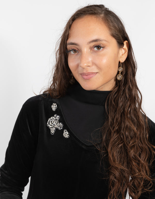 Black Velour Maxi Dress