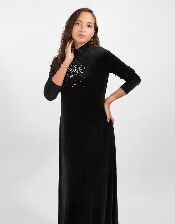 Black Velour Maxi Dress