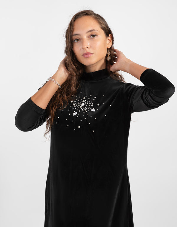 Black Velour Maxi Dress