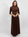 Brown Textured Velvet Maxi Dress