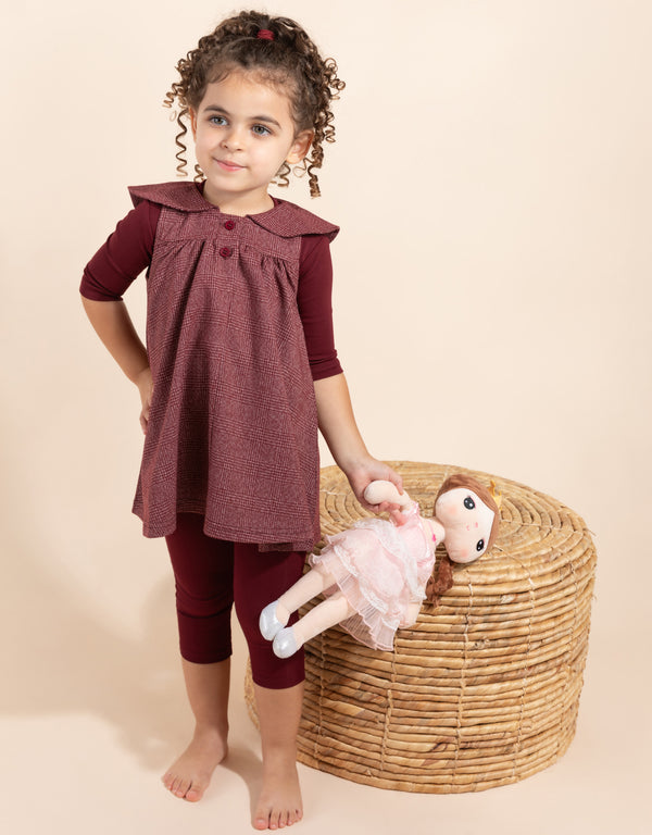 RaeLynn Mono Plaid Maxi Burgundy