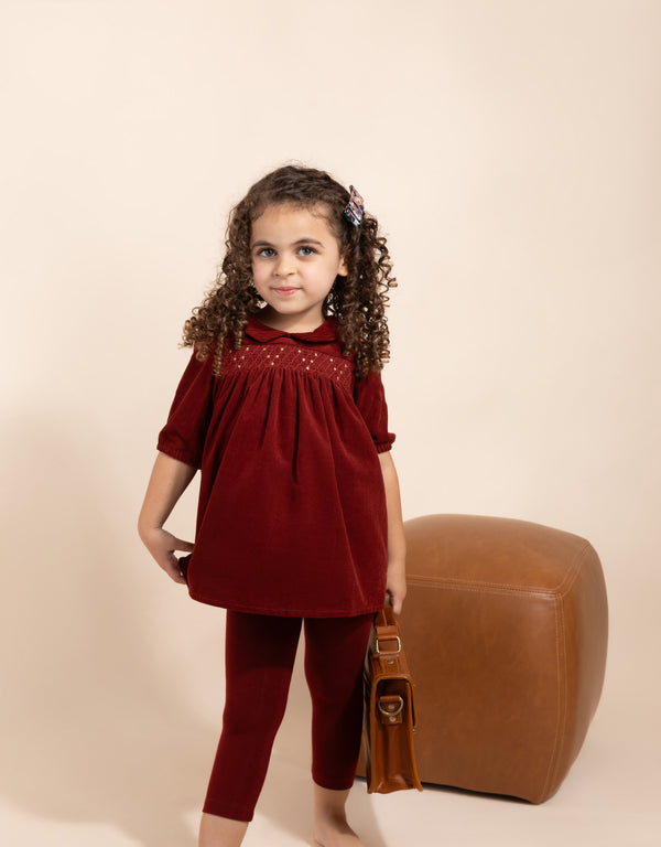 Sienna Smocked Toddler Set Red