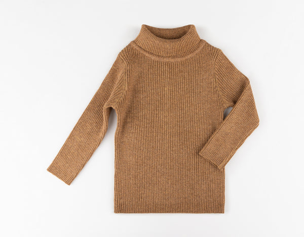 Brown/Gold Heather Rib Turtle Neck