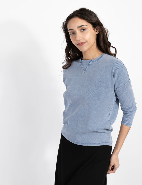Denim Wash Ribbed Top