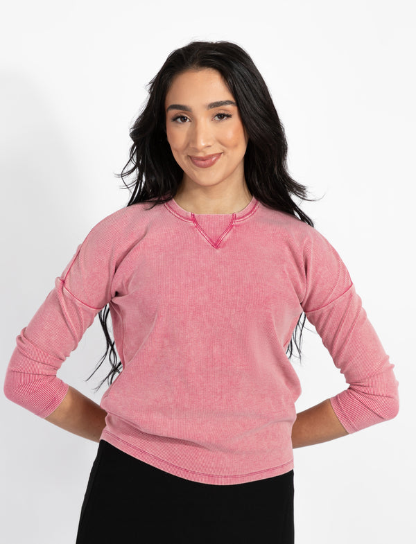 Pink Wash Ribbed Top