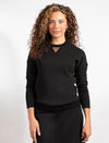 Black Long-Sleeve Top With Pink Neckline Detail For a Chic, Versatile Look
