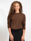 Med. Brown Long-Sleeve Top With Embroidered Logo