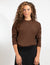 Med. Brown Long-Sleeve Top With Embroidered Logo