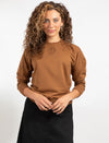 Med. Brown Long-Sleeve Top With Embroidered Logo