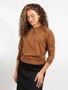 Med. Brown Long-Sleeve Top With Embroidered Logo