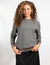 Dark Grey Long Sleeve Top With Stylish Contrast Trim