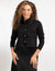 Black Button-up Crop Top With Long Sleeves And Chest Pocket Detail
