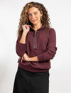 Burgundy Half Zip Pullover With Modern Relaxed Fit