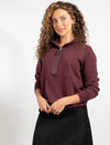 Burgundy Half Zip Pullover With Modern Relaxed Fit