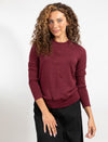 Burgundy Long-Sleeve Top With Floral Design