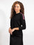 Black Long-Sleeve Top With Pink And Silver Shoulder Stripes