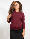 Burgundy Long-Sleeve Top With Floral Design