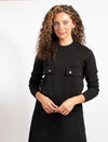 Black Long-Sleeve Top With Double Pocket