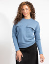 Moonlight Blue Top With Statement Flap Pockets And a Sleek, Modern Fit