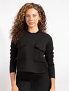 Cropped Black Long-Sleeve Top With Double Pocket