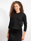 Cropped Black Long-Sleeve Top With Double Pocket