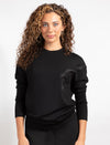 Black Long-Sleeve Top With Black Design On The Left Side