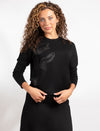 Black Long-Sleeve Top With Black Design