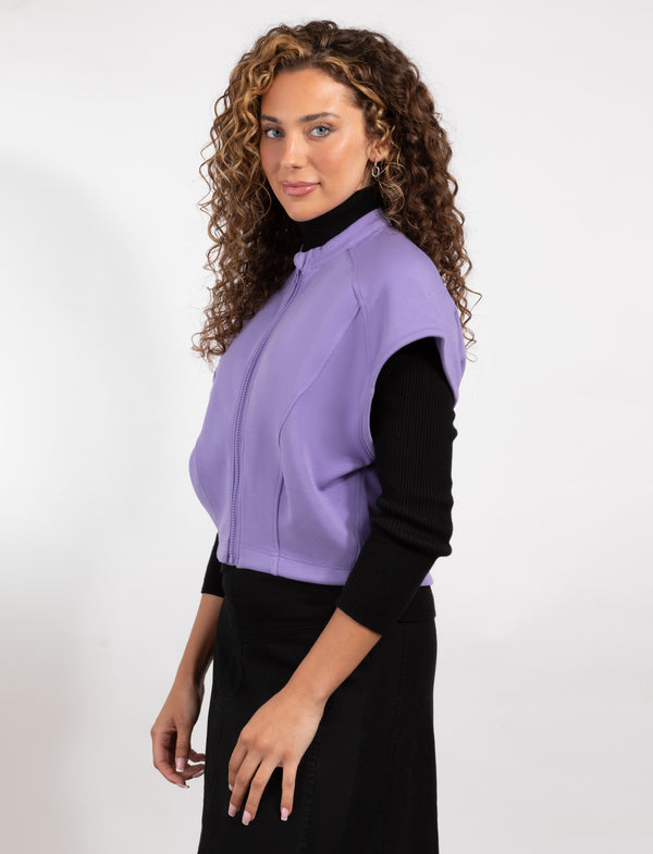 Purple Zip-Up Vest With a Sleek