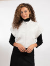 Zip-Front Vest With Wide Cap Sleeves White