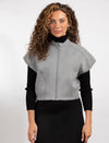 Zip-Front Light Grey Vest With Wide Sleeves And A Modern Relaxed Fit