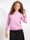 Smoky Grape Long-Sleeve Top With Silver Neckline Detail For a Chic, Versatile Look