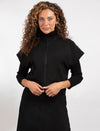 Zip-Front Black Vest With Wide Sleeves And A Modern Relaxed Fit