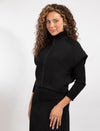 Zip-Front Black Vest With Wide Sleeves And A Modern Relaxed Fit