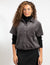 Button-Front Dark Grey Short Sleeve Shirt Jacket With Chest Pockets And A Relaxed Cropped Fit