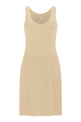 Beige tank dress on a white background