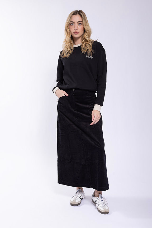 Black Textured Ringer Sweatshirt