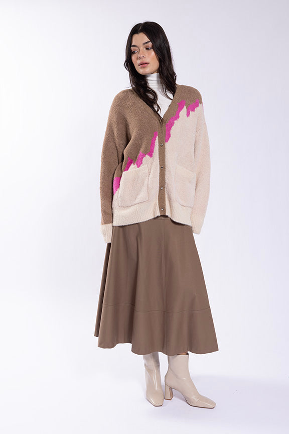 Mocha Yoke Paneled Skirt