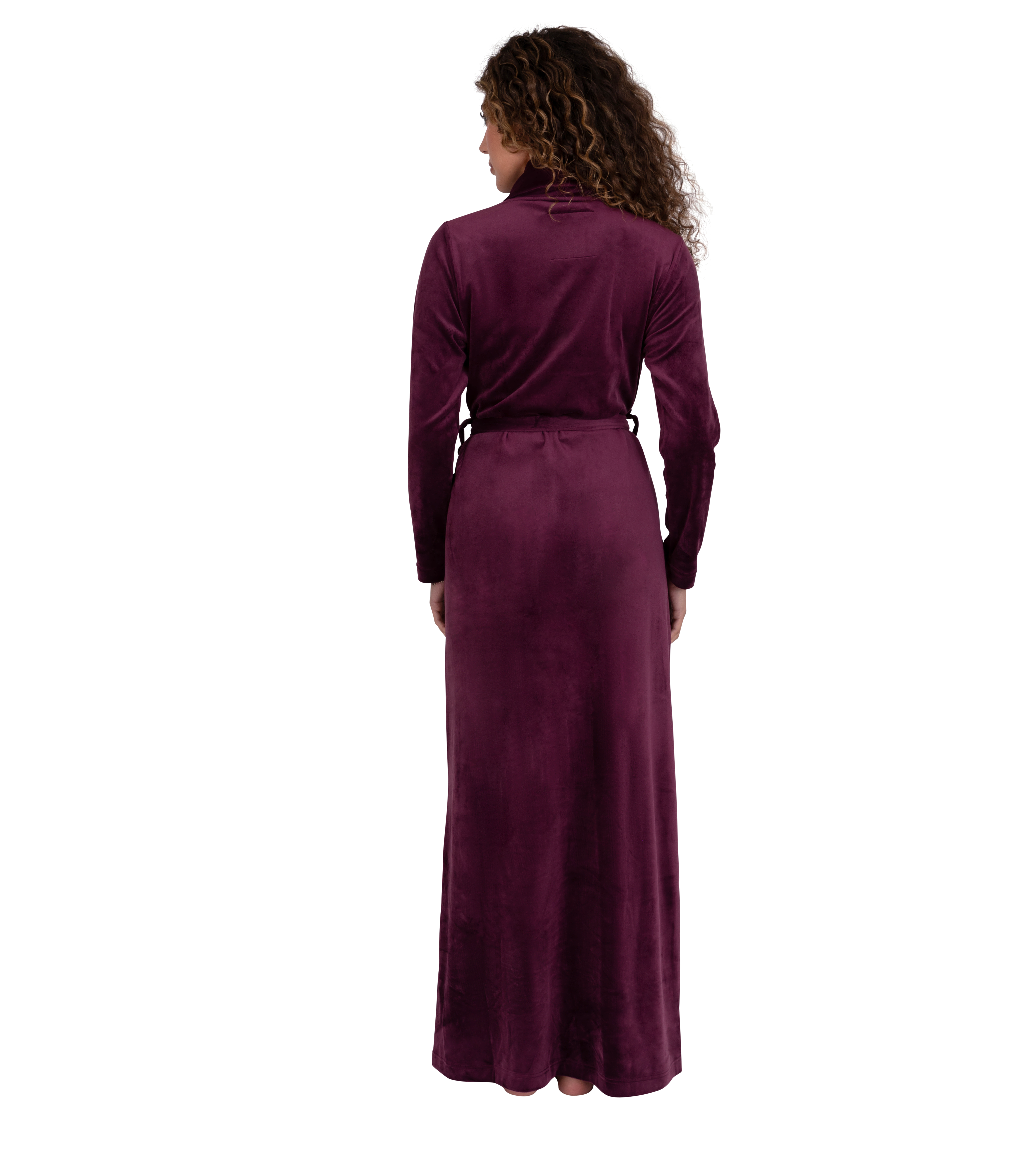 Ultra Soft Plush Velour Belted Shawl Collar Wrap Robe Burgundy