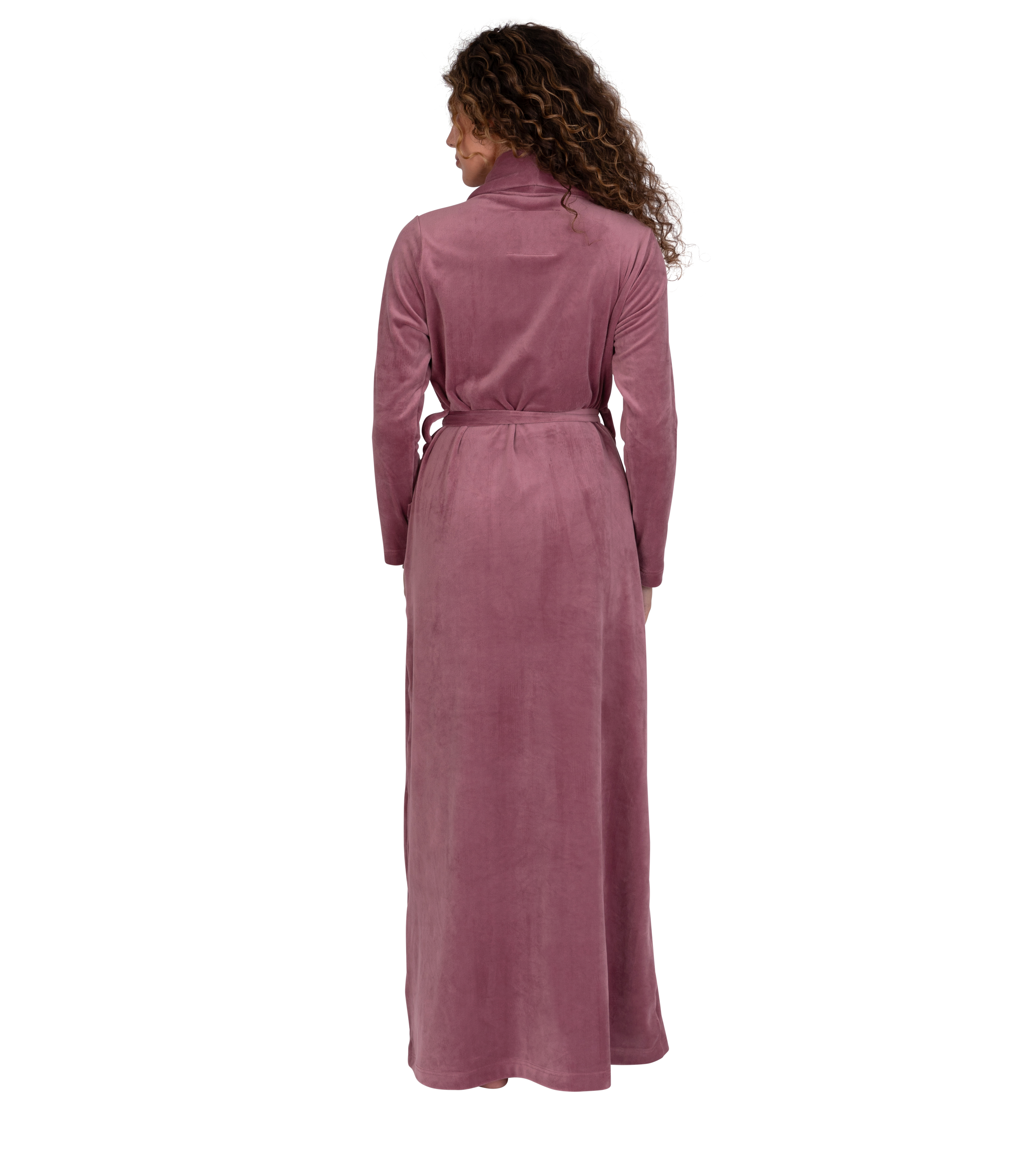 Ultra Soft Plush Velour Belted Shawl Collar Wrap Robe Soft Pink