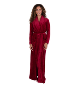 Ultra Soft Plush Velour Belted Shawl Collar Wrap Robe Cranberry